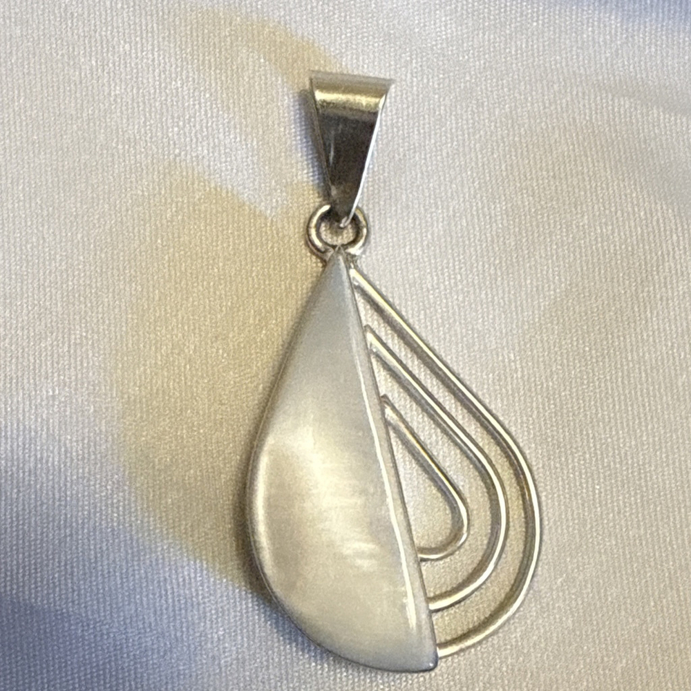 Sterling Silver 925 Agate Pendant Vintage Modernist Retro